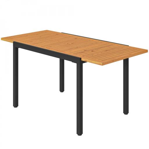 Mesa de Jardín Extensible 100/150x70 cm de Madera y Metal con Agujero para Sombrilla para 4-6 Personas Teca [8]