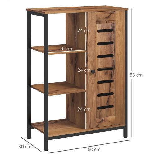 Armario de Baño Estrecho Puerta de Lamas 60x30x85 cm Marrón Rústico [3]