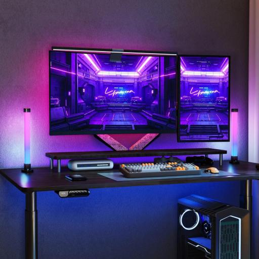 Conjunto de Lámparas de Mesa con Control Remoto App Bluetooth Sincronización con Música y Temporizador Blanco