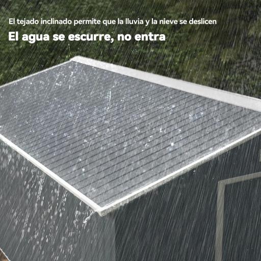 Cobertizo de Jardín 12,4 m² 340x386x200 cm con 2 Puertas Corredizas Base Refuerzo (Suelo NO Incluido) Gris Oscuro [2]