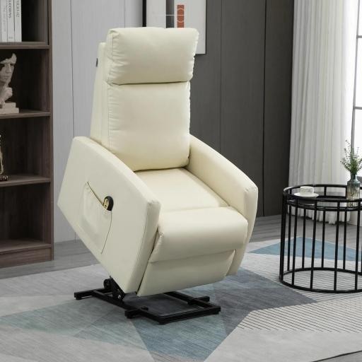 Sillón Levanta Personas Sillón Relax Eléctrico Sillón Elevador Reclinable 145° con Control Remoto 67x95x105 cm Crema