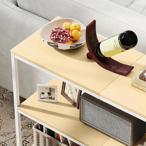 Consola de Recibidor con 3 Estantes Abiertos y Patas de Metal para Pasillo Entrada Salón Dormitorio Natural y Blanco [7]