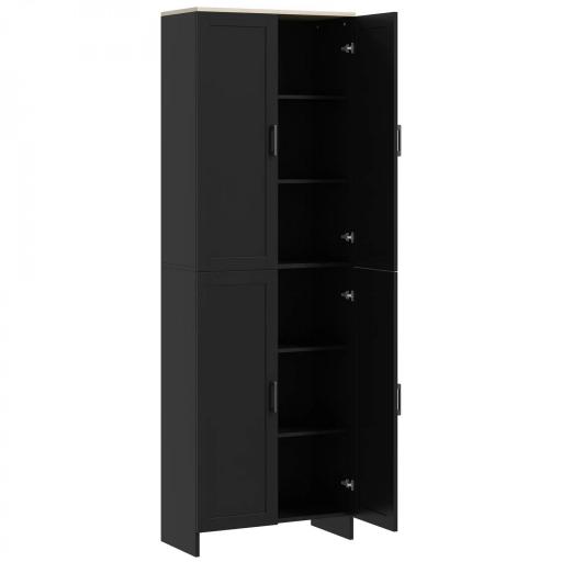 Alacena de Cocina Armario de Almacenaje Multifuncional con 4 Puertas y Estantes Ajustables 60x30x170,5 cm Negro [9]