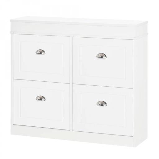 Mueble Zapatero de 4 Puertas Zapatero Estrecho con Estantes Ajustables y Extraíbles Capacidad de 16 Pares para Pasillo Entrada Recibidor 98x24x83 cm Blanco [8]