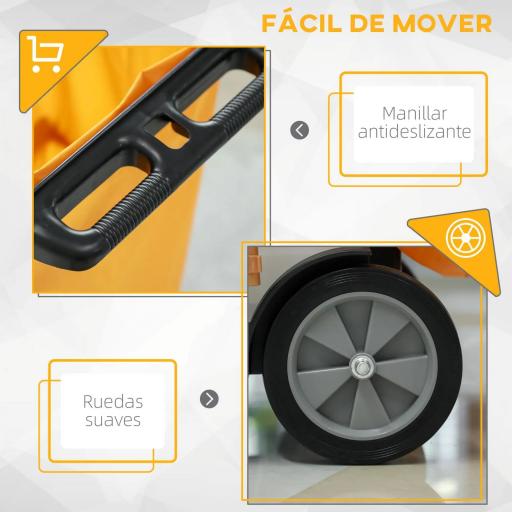 Carro de Limpieza con Bolsa con Ruedas y 3 Estantes Carro para Limpieza para Hotel 121x50,5x96,5 cm Negro y Amarillo [4]