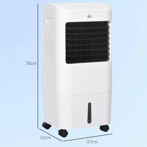 Enfriador de Aire con 3 Velocidades Temporizador 7,5h Tanque de Agua 15L Apto para 15-20 ㎡ 37x32x78 cm Blanco [6]