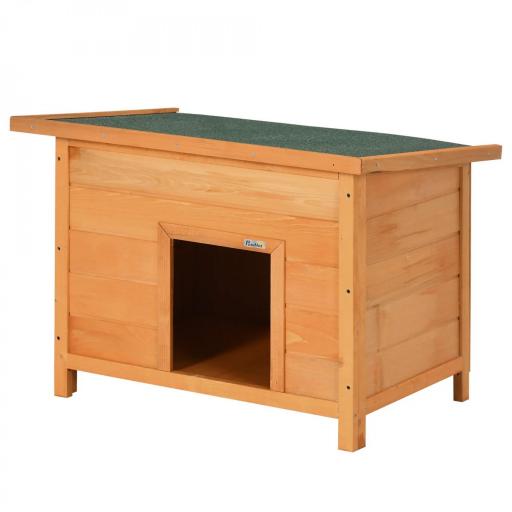 Caseta para Perro de Exterior con Tejado Abatible y Patas Antideslizantes para Interior y Exterior 82x58x58 cm Natural [8]
