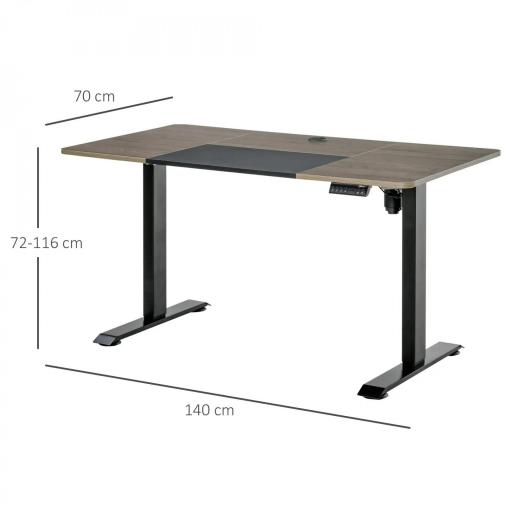 Escritorio Eléctrico con Altura Ajustable y 4 Teclas de Memoria para Oficina Hogar 140x70x72-116 cm Negro y Teca [1]