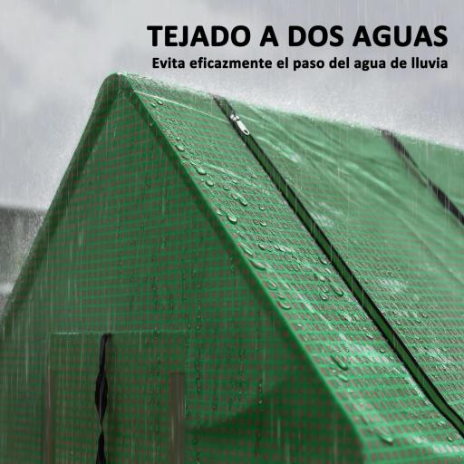 Invernadero de Terraza Mini Invernadero 240x90x90 cm con Ventanas de Malla para Cultivar Verduras y Flores Verde [6]