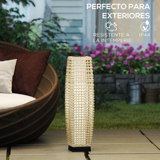 Lámpara Solar de Jardín de Ratán Sintético con Luces LED Encendido/Apagado Automático 21x21x78 cm Natural [7]