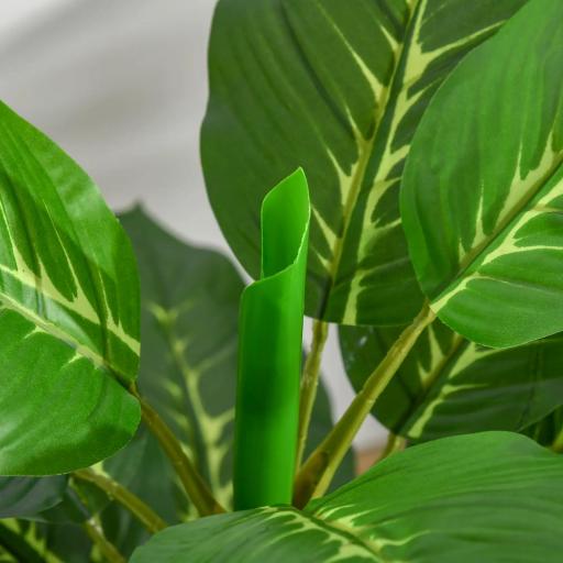 Planta Artificial Hoja Perenne Altura 95 cm con 33 Hojas Realistas en Maceta de Cemento Árbol Artificial para Interior Decoración Salón Oficina Verde [5]