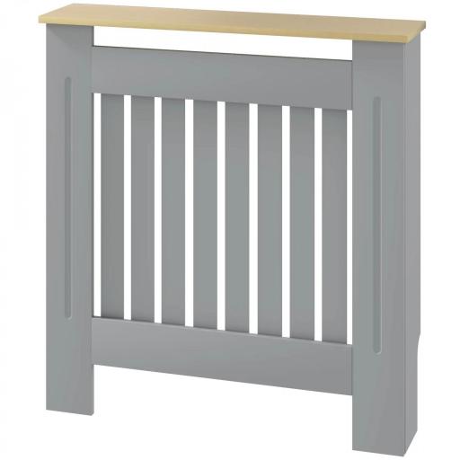 Cubreradiador de MDF Cubierta para Radiador para Salón Dormitorio Pasillo 78x19x83 cm Gris y Roble [6]