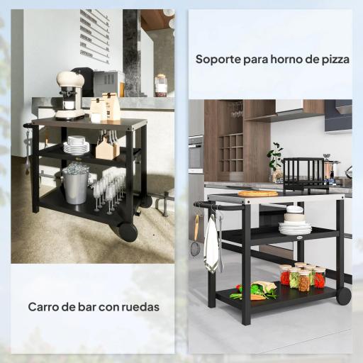 Carrito de Parrilla para Jardín o Terraza Carro de Servicio con Encimera Estantes y Ruedas para BBQ 102x50x81 cm Gris [6]