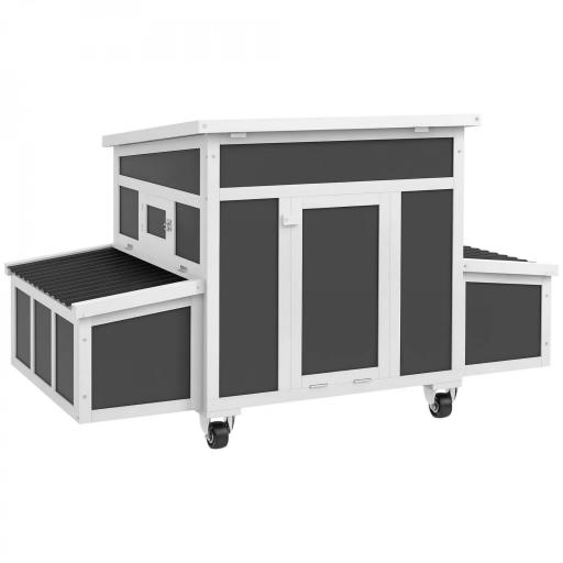 Gallinero para Exterior 147x93,5x89,5cm con Ventana Nido Bandeja Extraíble y Perchas Jaula para 1-6 Gallinas Gris Oscuro [9]