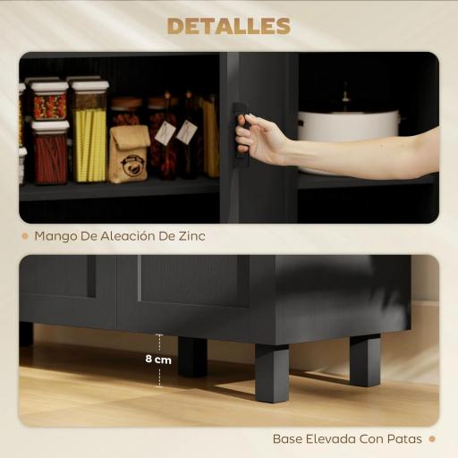 Aparador de Salón con 3 Puertas y Estantes Ajustables para Cocina Comedor Estilo Moderno 90x30x90 cm Negro [4]