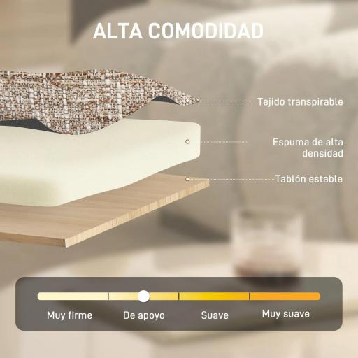 Butaca de Salón con Asiento Giratorio Tapizado en Lino Asiento Amplio Relleno Grueso Patas de Metal Beige [3]