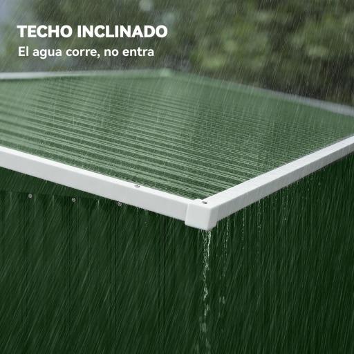Cobertizo de Jardín Exterior 2,7 m² 234x132x185 cm con Triple Puerta Cerradura y Ranuras de Ventilación Verde [6]