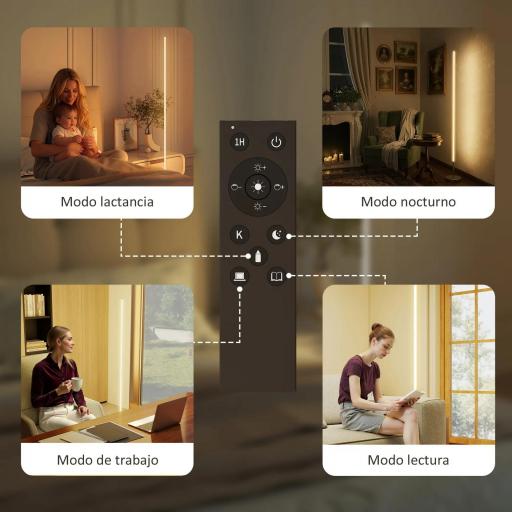Lámpara de Pie Moderna Salón con Brillo Temperaturas de Color Ajustables Mando a Distancia Magnético Gris Plateado [4]