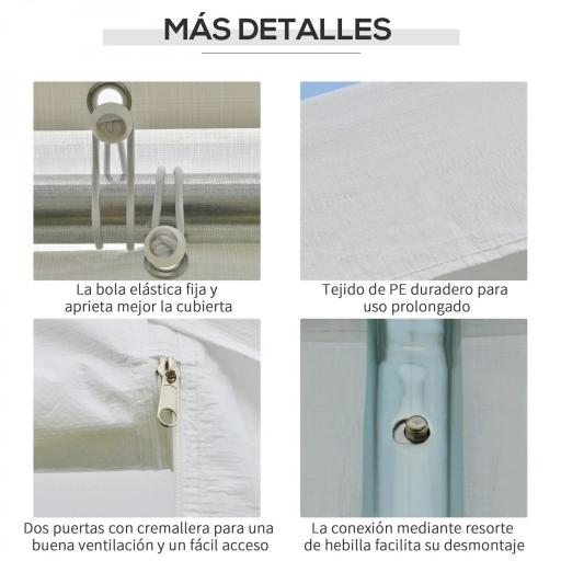 Carpa para Fiestas 6x3 m Cenador Pabellón de Jardín con 4 Paneles Laterales 2 Puertas Enrollables y 6 Ventanas Protección UV para Exterior Eventos Bodas Blanco [2]