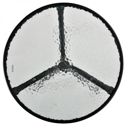 Mesa de Jardín Redonda Mesa de Café Exterior con Tablero de Cristal Decorativo y Marco de Metal para Patio Terraza Balcón Ø50x55 cm Negro [2]