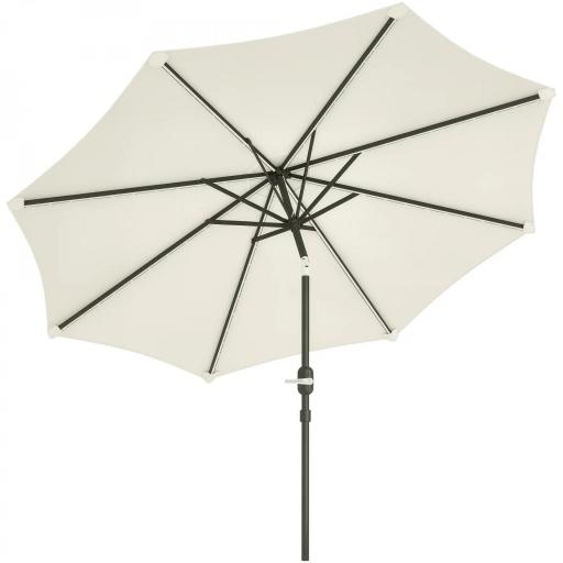 Sombrilla de Jardín Ø292x252 cm con Luces LED Solares Inclinación Ajustable y Manivela para Patio Terraza Crema [9]