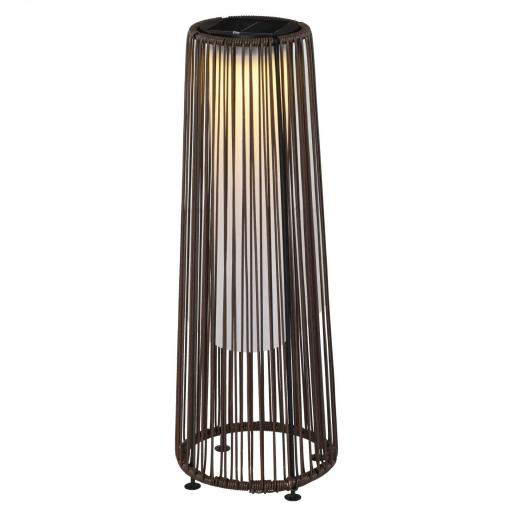 Linterna de Jardín de Ratán Sintético Farola Solar Exterior con Luces LED Encendido y Apagado Automático Impermeable para Terraza Balcón Patio Ø21,5x61 cm, Marrón [8]