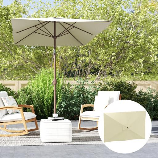 Toldo de Recambio de Sombrilla de 3x2 m Toldo de Repuesto para Sombrilla con Ventilación Superior Anti-UV 50+ Beige [7]