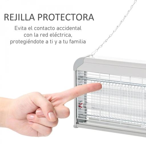 Lámpara Antimosquitos Eléctrico 30W Mata Mosquitos Eléctrico con Luz UV Efecto 60 m² 48,5x8,5x26,5 cm Gris [5]