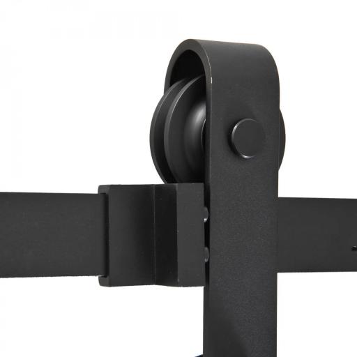 Herraje Puerta Corredera 200 cm Kit de Riel Adecuado para 1 Puerta Granja de Madera de 100 cm de Ancho Acero de Carbono Carga Máx. 90 kg [4]