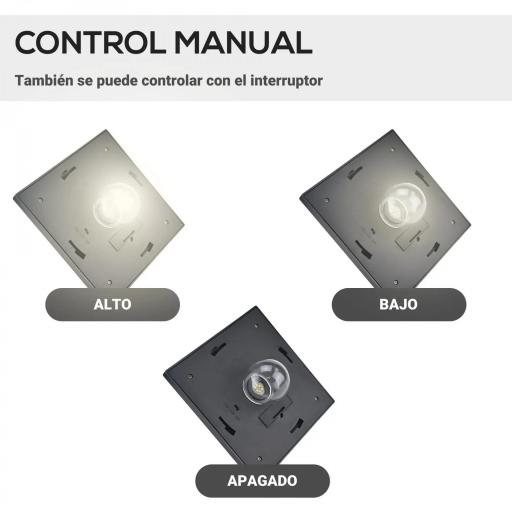 Farola Solar de Jardín con 3 Luces LED Impermeable IP44 Sensor de Noche Farol de Exterior 51,5x47x182,5cm Negro [4]