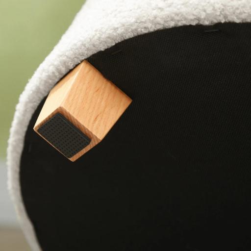 Puff Almacenaje Baúl de Almacenaje Redondo 40,5L 45x45x41 cm Tapizado en Borreguillo con Patas de Madera Blanco [3]