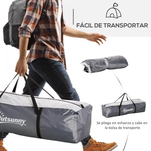 Carpa Portátil de Camping para 6-8 Personas con 4 Mosquiteros Gancho y Bolsa Anti-UV 350x350x230 cm Gris y Blanco [2]