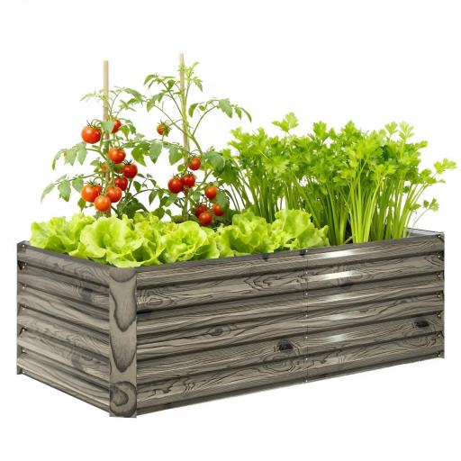 Jardinera Exterior Grande Rectangular de Acero Galvanizado para Terraza con Base Abierta 180x90x57,5 cm Natural [5]