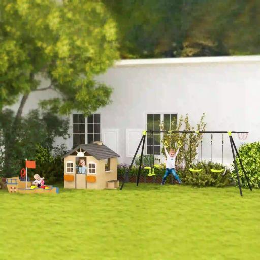 Arenero Infantil de Madera Diseño de Galeón con 2 Escalones Banco con Almacenaje Bandera y Timón Cajón de Arena [7]