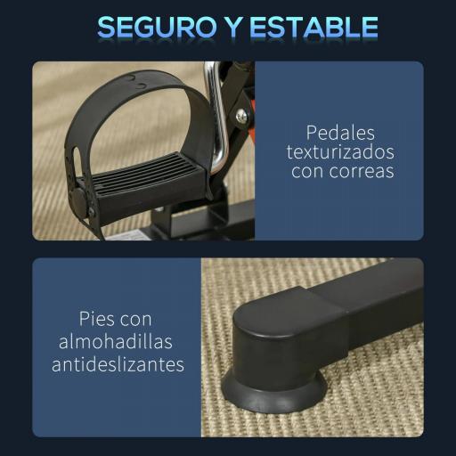 Mini Bicicleta Estática de Ejercicio Pedales Estáticos con Altura y Longitud Ajustables Pantalla LCD Máquina Pedalear de Manos y Piernas 33-43x40x24,5-34,5 cm Negro [2]