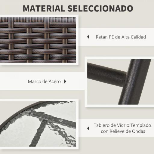 Conjunto de Muebles de Jardín con Sillas Plegables y Mesa de Vidrio para Terraza Patio Marrón [3]