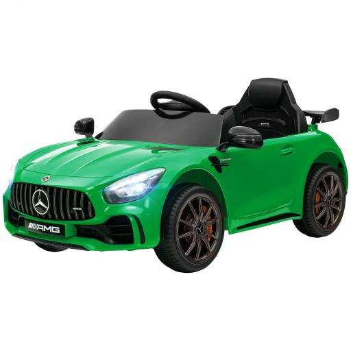 Coche Eléctrico para Niños de +3 Años Mercedes-Benz AMG GTR con Batería 12V Mando a Distancia Faros Bocina Música Verde [8]