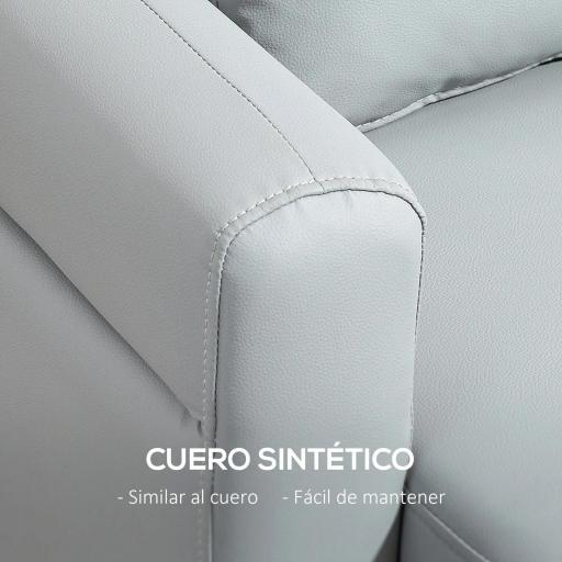 Sofá de 2 Plazas con Tapizado de Cuero Sintético Acolchado Grueso y Patas de Madera para Salón 117x78x78 cm Gris [5]