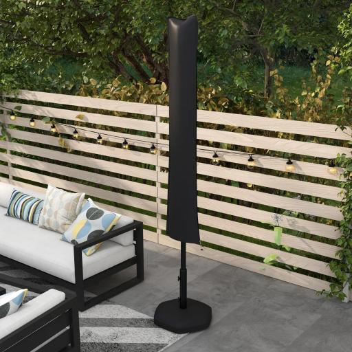 Funda para Sombrilla de Jardín Funda Protectora Impermeable de Tela Oxford 420D con Cremallera 178x25/35 cm Negro [7]