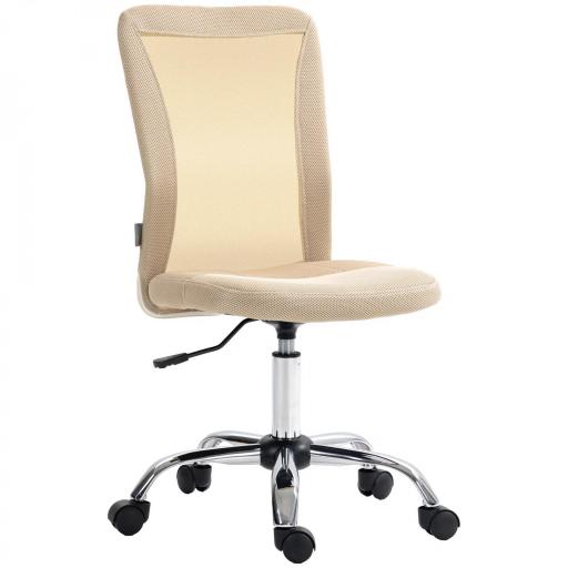 Silla de Escritorio Giratoria sin Brazos Silla de Malla con Altura Ajustable Carga 100 kg 43x56x90-100 cm Beige [9]