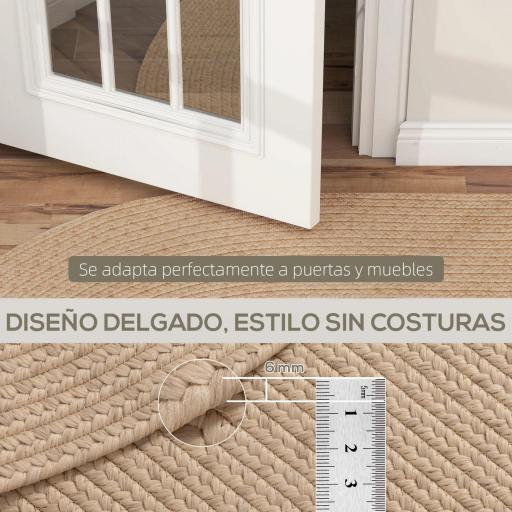 Alfombra Salón 170x120 cm Lavable en Lavadora Tejido a Mano Estilo Rústico Tapete para Sala de Estar Dormitorio Beige [4]