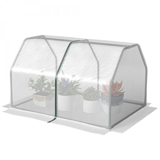 Invernadero de Terraza 100x70x60 cm Vivero Casero Pequeño de Jardín con Cremallera para Cultivos Plantas Flores Marco de Acero Cubierta de PE 140g/m² Blanco [8]