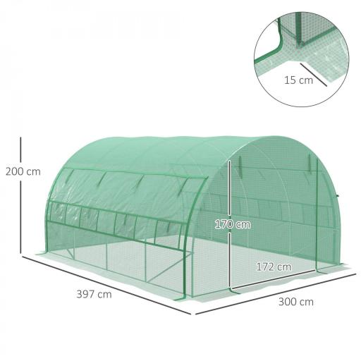 Invernadero de Túnel 4x3x2 m con Puerta y 8 Ventanas de Malla Enrollables Invernadero de Huerto para Patio Jardín Verde [1]