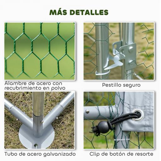 Gallinero para Exterior Grande de Acero Galvanizado 6,8x3x1,9 m 20,4 m² con Cubierta Tela Oxford y Cerradura Plata [4]