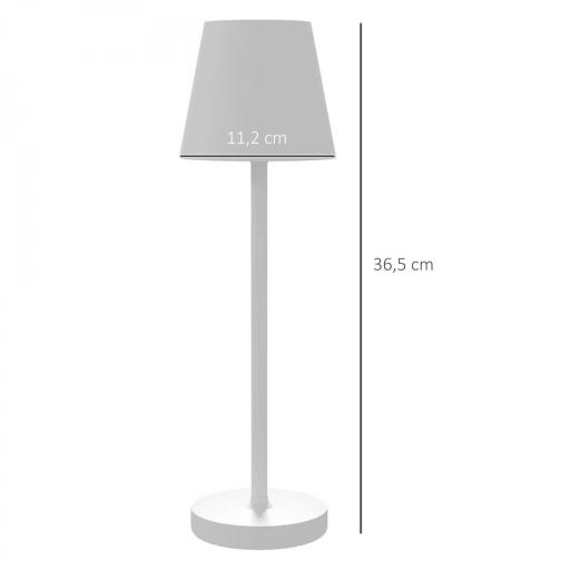 Lámpara de Mesita de Noche con Luces LED Lámpara de Mesa Inalámbrica USB-C Recargable 3 Colores Ø11,2x36,5 cm Blanco [1]