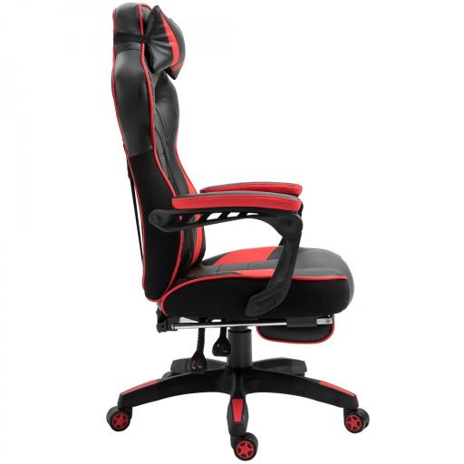 Silla Gaming Ergonómica Silla de Escritorio de Oficina Regulable en Altura Reclinable Respaldo 65x70x118,5-128,5cm Rojo [9]