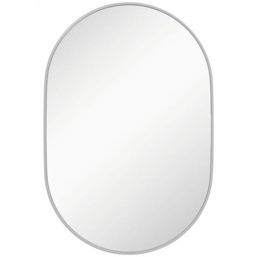 Espejo de Baño Ovalado 60x90 cm Espejo Decorativo de Pared con Marco de Aluminio para Salón Horizontal o Vertical Plata [7]