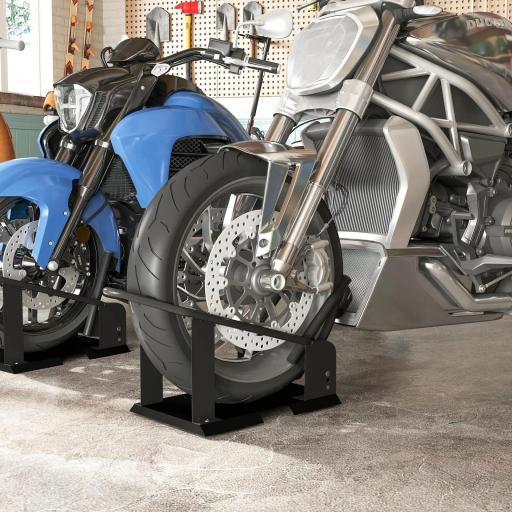 Soporte para Rueda Delantera de Motocicleta Carga 816,5 kg Robusta con Altura Ajustable para Ruedas Ø38,1-53,34 cm Negro [2]