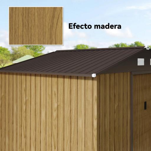 Cobertizo de Jardín Exterior 4,9 m² 277x195x192 cm con Puerta Corredera Ventilación y Kit de Fundación Marrón [7]