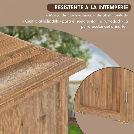 Caseta de Jardín Exterior de Madera con 2 Puertas Magnéticas para Almacenamiento de Herramientas 77x55x72 cm Marrón [4]